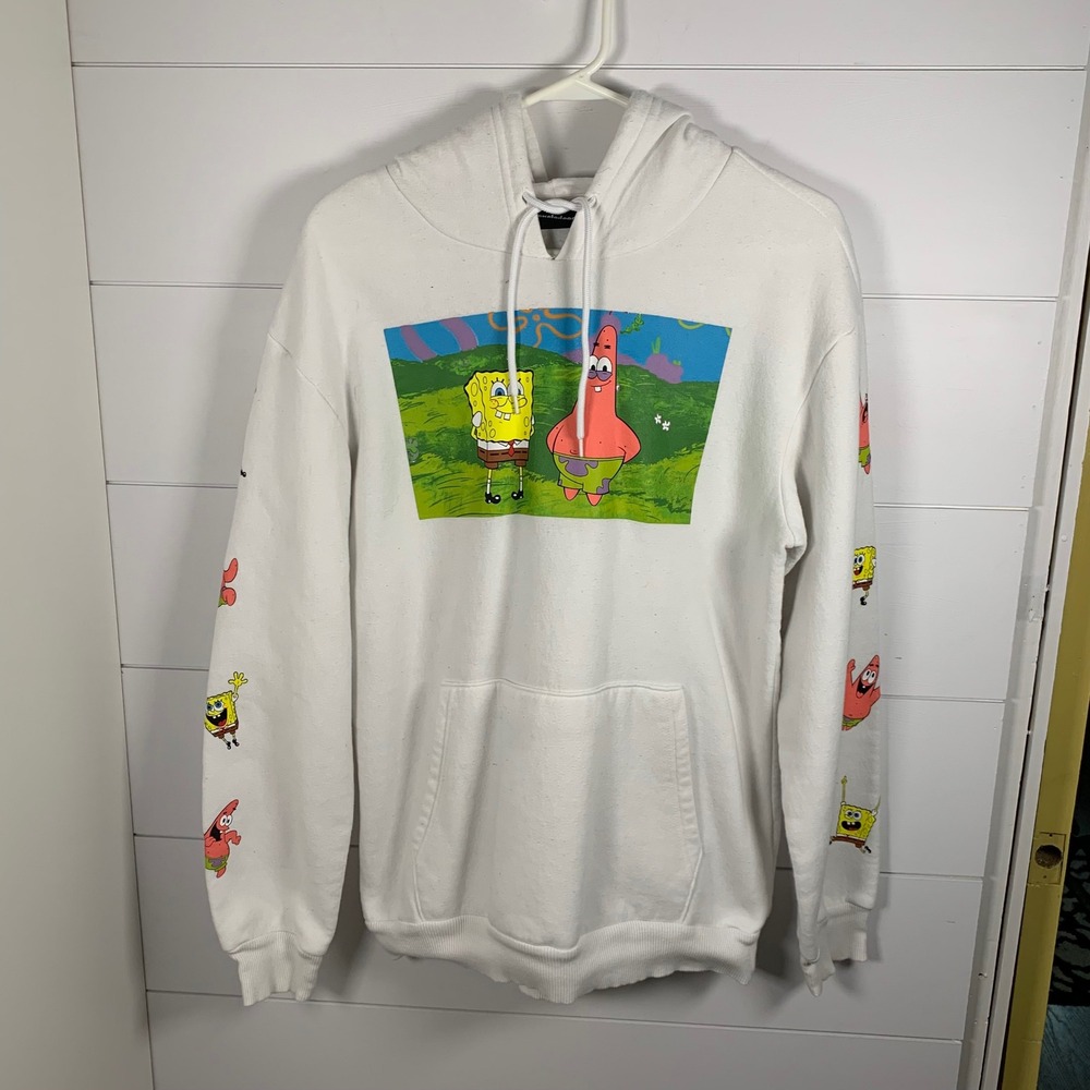Nickelodeon Spongebob Patrick Graphic Hoodie Sweatshirt White Size‎ L